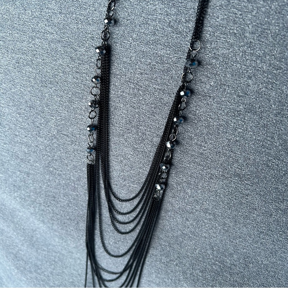 Multi Layered Chain Link Necklace with Beads ~ Adjustable Length